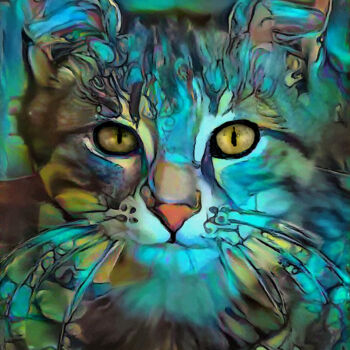 Arts numériques intitulée "Zizy, cat - Mix med…" par L.Roche, Œuvre d'art originale, Acrylique