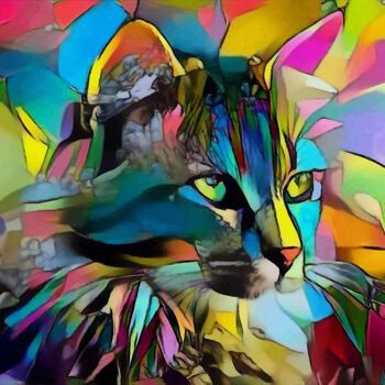 Arts numériques intitulée "Leygo, cat - Mix me…" par L.Roche, Œuvre d'art originale, Acrylique