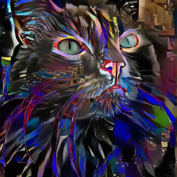 Цифровое искусство под названием "Arfy, cat - Mix med…" - L.Roche, Подлинное произведение искусства, Акрил