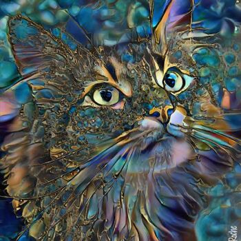 Arts numériques intitulée "Karmelio, cat - Mix…" par L.Roche, Œuvre d'art originale, Acrylique