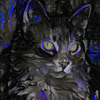 Digital Arts titled "Fraïm, cat - Mix me…" by L.Roche, Original Artwork, Acrylic