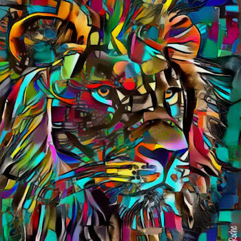 Arts numériques intitulée "Kingo, Lion" par L.Roche, Œuvre d'art originale, Travail numérique 2D