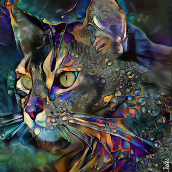Arts numériques intitulée "Soghor, cat" par L.Roche, Œuvre d'art originale, Acrylique
