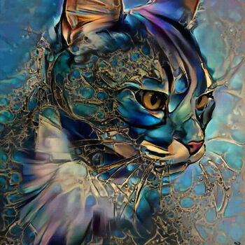 Arts numériques intitulée "Zaho Jr, cat" par L.Roche, Œuvre d'art originale, Acrylique