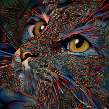 Arts numériques intitulée "Francy, cat" par L.Roche, Œuvre d'art originale, Acrylique