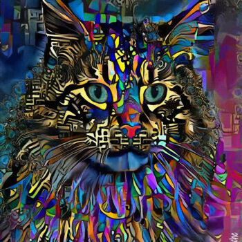 Arts numériques intitulée "Winok, cat" par L.Roche, Œuvre d'art originale, Acrylique