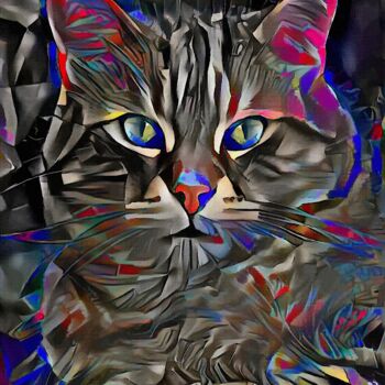 Digital Arts titled "Sachako, cat" by L.Roche, Original Artwork, Acrylic