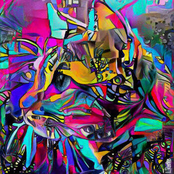 Digital Arts titled "Gloopy, cat" by L.Roche, Original Artwork, Acrylic