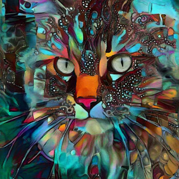 Digital Arts titled "Alvira, cat" by L.Roche, Original Artwork, Acrylic