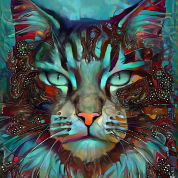 Digital Arts titled "Brinco, cat" by L.Roche, Original Artwork, Acrylic