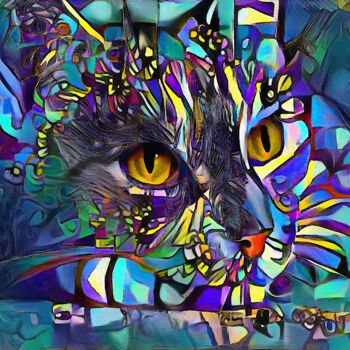 Digital Arts titled "Elma, cat" by L.Roche, Original Artwork, Acrylic