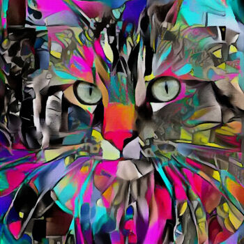 Grafika cyfrowa / sztuka generowana cyfrowo zatytułowany „Janky, cat” autorstwa L.Roche, Oryginalna praca, Akryl