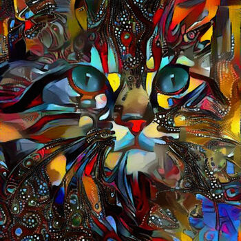 Digitale Kunst mit dem Titel "Karlyta, cat" von L.Roche, Original-Kunstwerk, Acryl