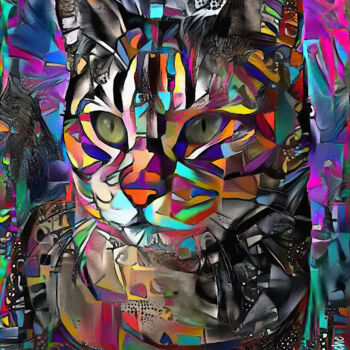 Digital Arts titled "Staki, cat" by L.Roche, Original Artwork, Acrylic