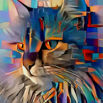 Digital Arts titled "Chatine, cat" by L.Roche, Original Artwork, Acrylic
