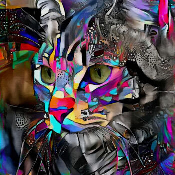Arts numériques intitulée "Hargon, cat" par L.Roche, Œuvre d'art originale, Acrylique
