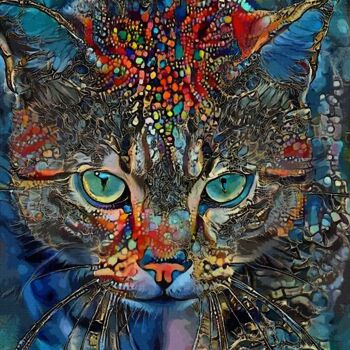 Digital Arts titled "Truan, cat" by L.Roche, Original Artwork, Acrylic