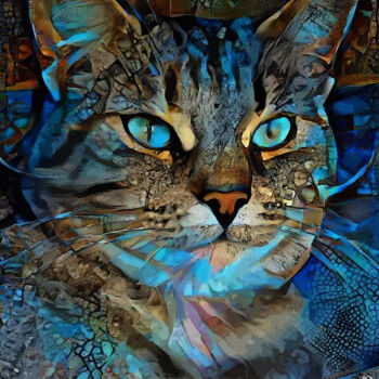Digitale Kunst getiteld "Roberty , cat" door L.Roche, Origineel Kunstwerk, Acryl