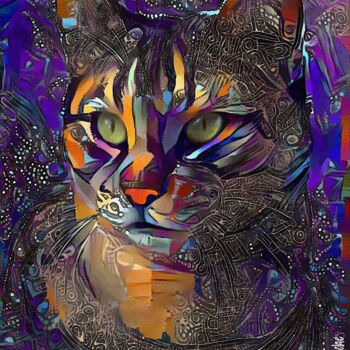 Arts numériques intitulée "Herfy, cat" par L.Roche, Œuvre d'art originale, Acrylique