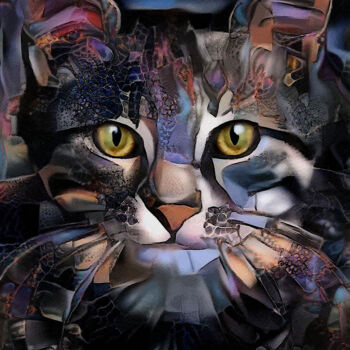 Digital Arts titled "Lélo , cat" by L.Roche, Original Artwork, Acrylic