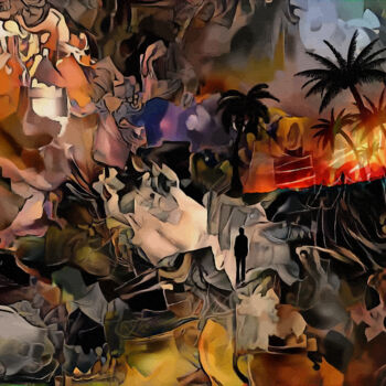 Digitale Kunst mit dem Titel "Fuego en la Palma" von L.Roche, Original-Kunstwerk, 2D digitale Arbeit