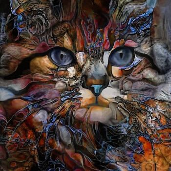 Digitale Kunst mit dem Titel "Jalna, cat" von L.Roche, Original-Kunstwerk, Acryl