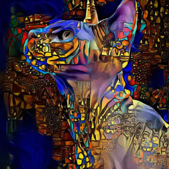 Digitale Kunst mit dem Titel "Prince nu, cat" von L.Roche, Original-Kunstwerk, Acryl
