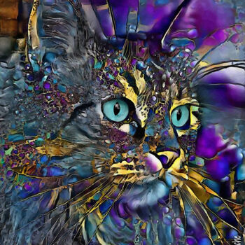 Arts numériques intitulée "Figaroo, cat" par L.Roche, Œuvre d'art originale, Acrylique