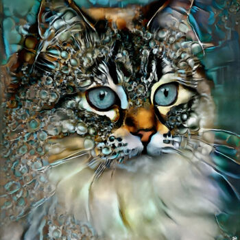 Digital Arts titled "Frida, cat" by L.Roche, Original Artwork, Acrylic