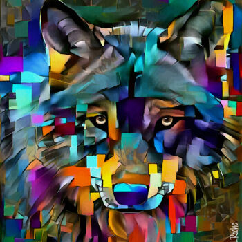 Arte digital titulada "Lobo cubes" por L.Roche, Obra de arte original, Trabajo Digital 2D