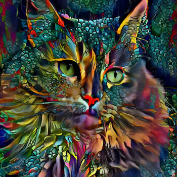 Digital Arts titled "Nitta, cat" by L.Roche, Original Artwork, Acrylic
