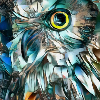 Digitale Kunst getiteld "Nuit palace, owl" door L.Roche, Origineel Kunstwerk, 2D Digital Work