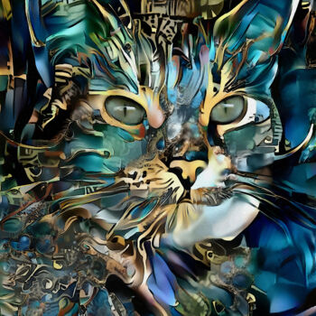 Цифровое искусство под названием "Byrham, cat" - L.Roche, Подлинное произведение искусства, Акрил