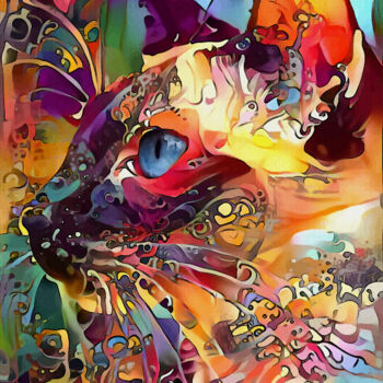 Digital Arts titled "Siamycat, cat" by L.Roche, Original Artwork, Acrylic