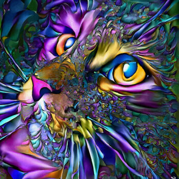 Digital Arts titled "Tara, cat" by L.Roche, Original Artwork, Acrylic