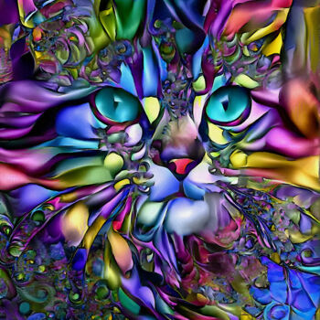 Digitale Kunst getiteld "Andyna pacific, cat" door L.Roche, Origineel Kunstwerk, Acryl
