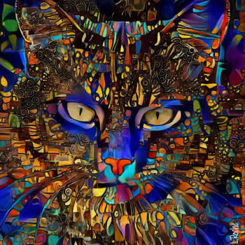 Digital Arts titled "Sangat, cat" by L.Roche, Original Artwork, Acrylic