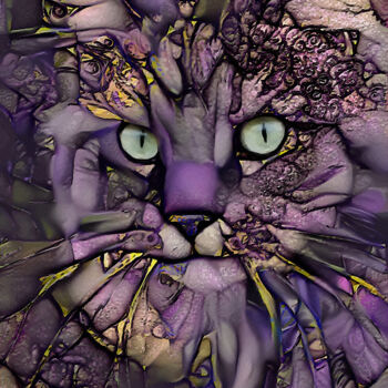 Digitale Kunst mit dem Titel "Eylmi, cat" von L.Roche, Original-Kunstwerk, Acryl