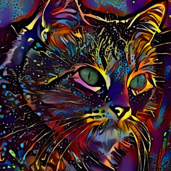 Arts numériques intitulée "Fitty, cat" par L.Roche, Œuvre d'art originale, Acrylique