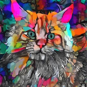 Digital Arts titled "Devy, cat" by L.Roche, Original Artwork, Acrylic
