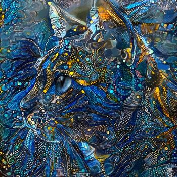 Arts numériques intitulée "Nanggy, cat" par L.Roche, Œuvre d'art originale, Acrylique