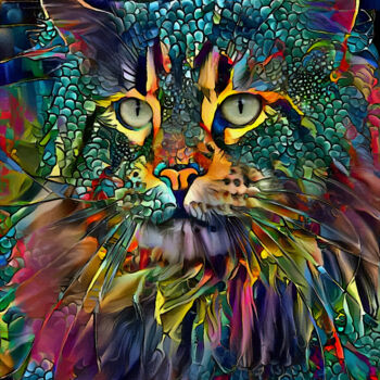 Arts numériques intitulée "Safya, cat" par L.Roche, Œuvre d'art originale, Acrylique