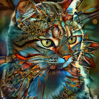 Arts numériques intitulée "Kaisha , cat" par L.Roche, Œuvre d'art originale, Acrylique