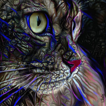 Digital Arts με τίτλο "Shantyblue, cat" από L.Roche, Αυθεντικά έργα τέχνης, Ακρυλικό