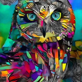 Arts numériques intitulée "Syboo, owl" par L.Roche, Œuvre d'art originale, Travail numérique 2D