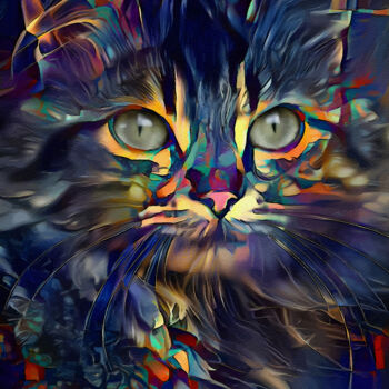 Digital Arts titled "Aldon, cat" by L.Roche, Original Artwork, Acrylic