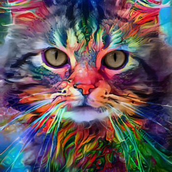 Arts numériques intitulée "Rubbo, cat" par L.Roche, Œuvre d'art originale, Acrylique