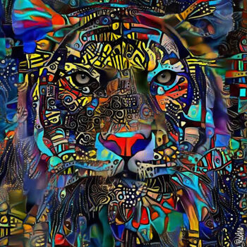Arts numériques intitulée "Wallace, tiger" par L.Roche, Œuvre d'art originale, Travail numérique 2D
