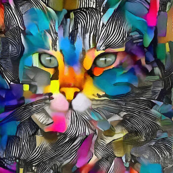 Digital Arts titled "Marsan, cat" by L.Roche, Original Artwork, Acrylic