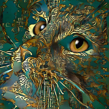 Digital Arts titled "Ezgy, cat" by L.Roche, Original Artwork, Acrylic
